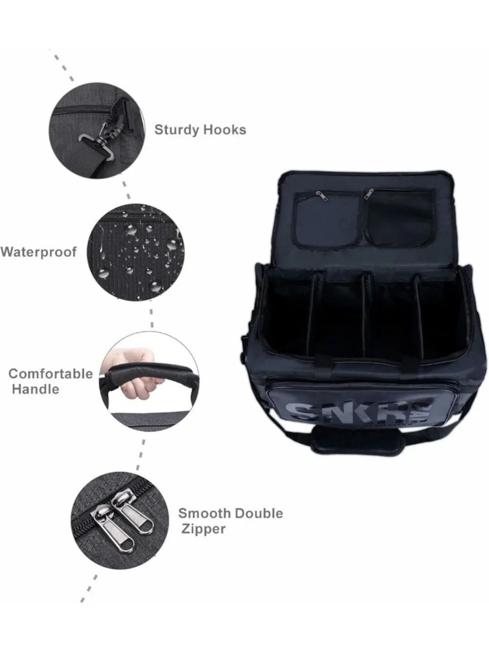 Waterproof Travel Shoe Bags with Adjustable Dividers - Fits 4 Pairs, Heavy Duty